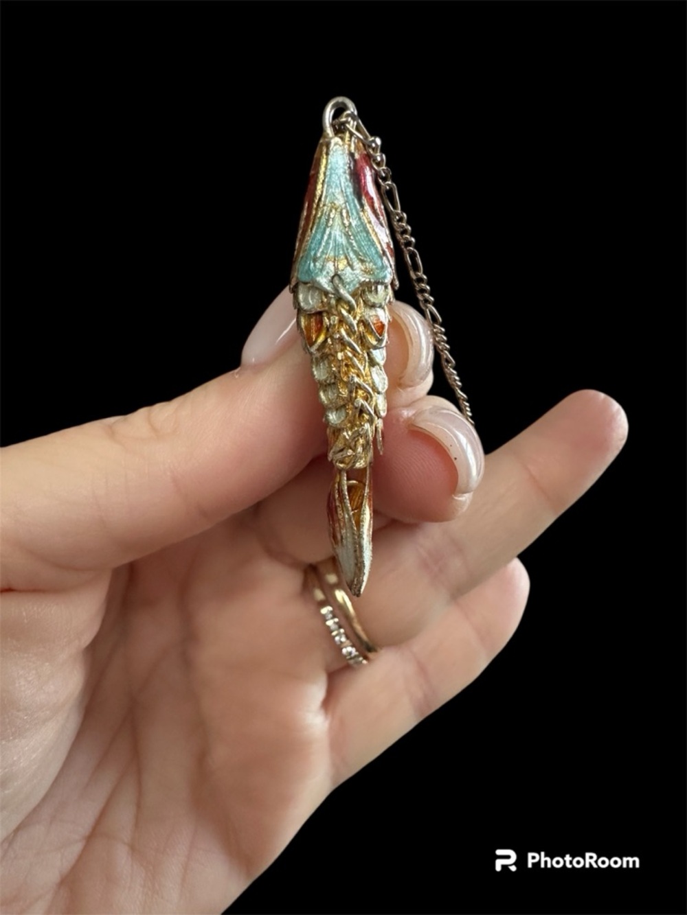 Vintage Chinese Articulated Cloisonné Koi Fish Pendant - Picture 4 of 6